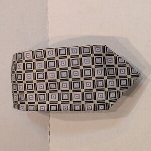 Covington RN#15099 Men's Polyester Gold & Blue Print Handmade Tie